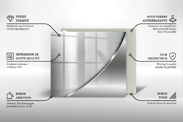 Chopping board glass Metal shapes
