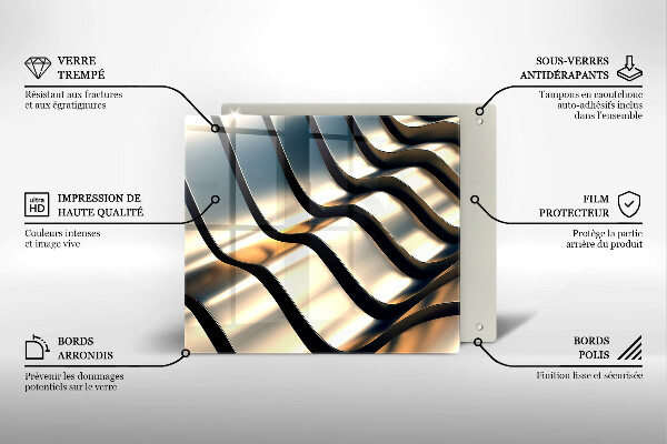 Chopping board glass 3D metal shapes