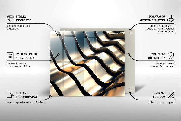 Chopping board glass 3D metal shapes