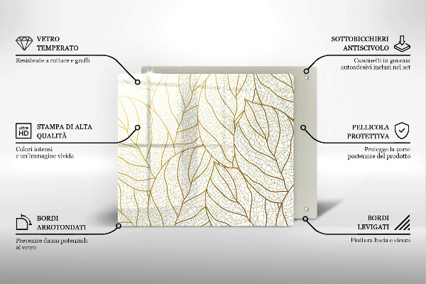 Kitchen worktop protector Line-art leaves pattern