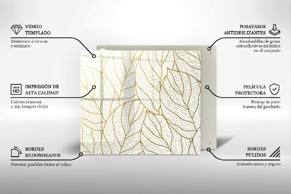 Kitchen worktop protector Line-art leaves pattern