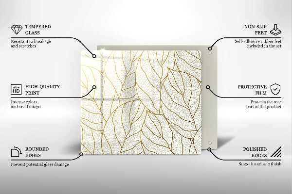 Kitchen worktop protector Line-art leaves pattern