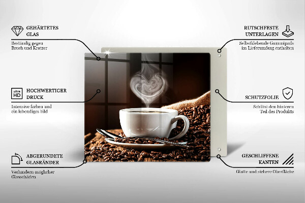 Glass worktop saver Coffee and cup