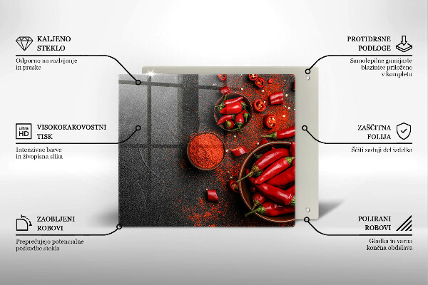 Glass worktop saver Red chili peppers