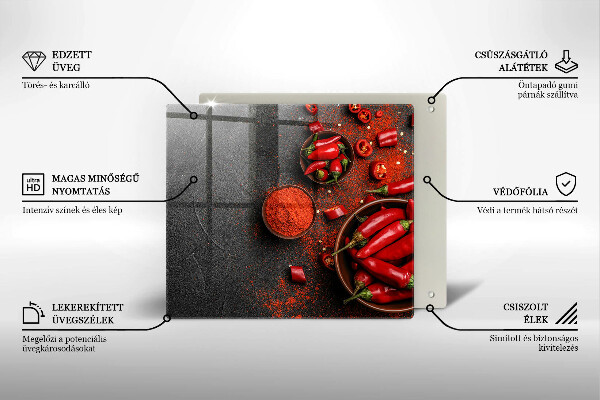 Glass worktop saver Red chili peppers