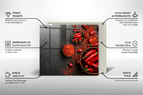 Glass worktop saver Red chili peppers