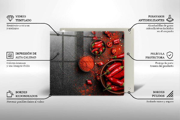 Glass worktop saver Red chili peppers