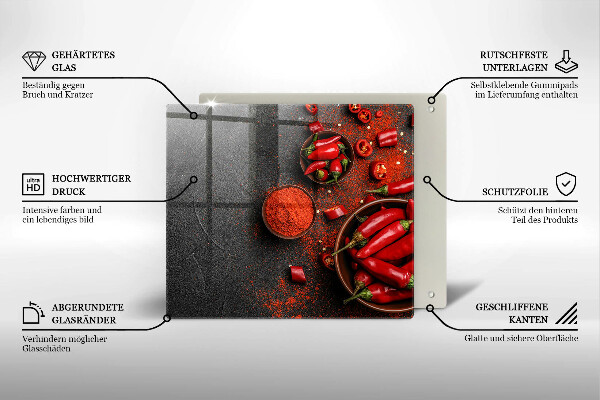 Glass worktop saver Red chili peppers