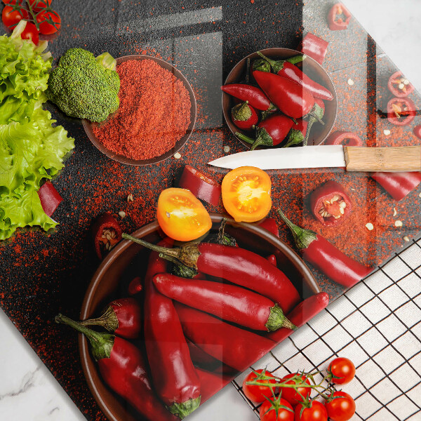 Glass worktop saver Red chili peppers