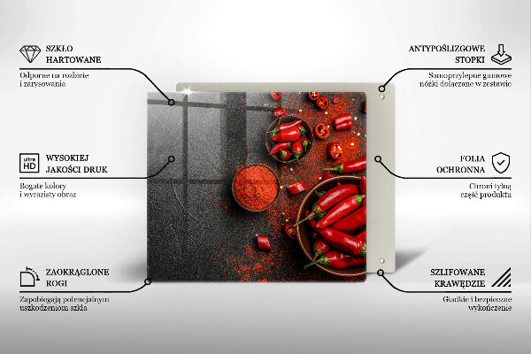 Glass worktop saver Red chili peppers