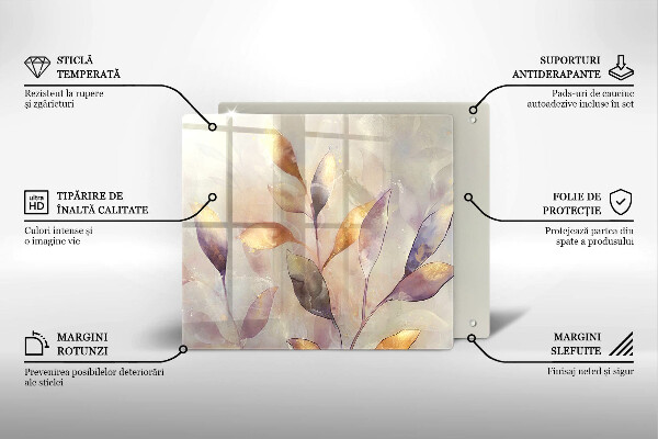 Glass worktop saver Painted boho leaves