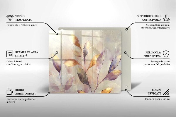 Glass worktop saver Painted boho leaves