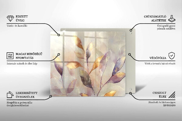 Glass worktop saver Painted boho leaves