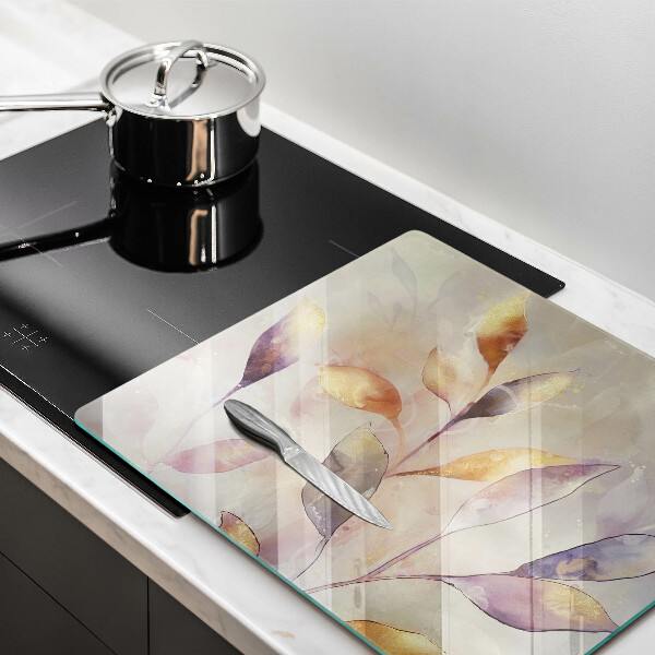 Glass worktop saver Painted boho leaves