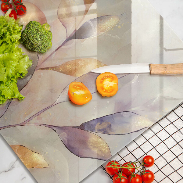 Glass worktop saver Painted boho leaves