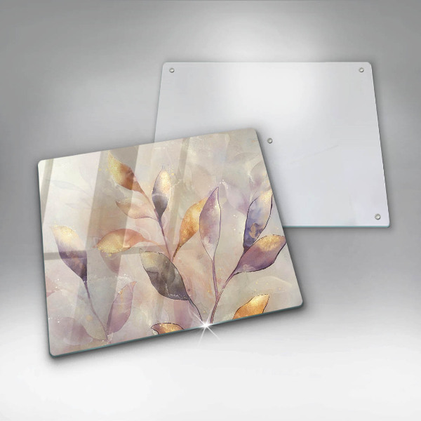 Glass worktop saver Painted boho leaves