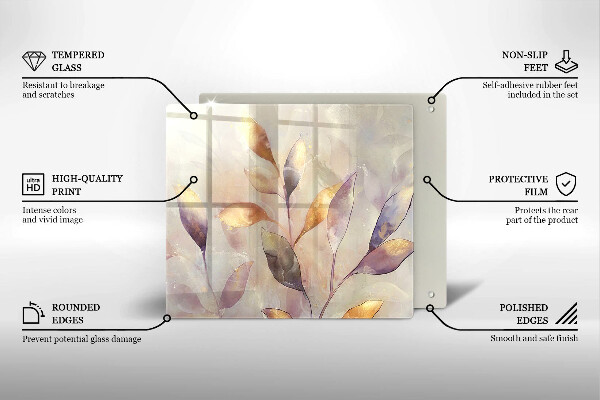 Glass worktop saver Painted boho leaves