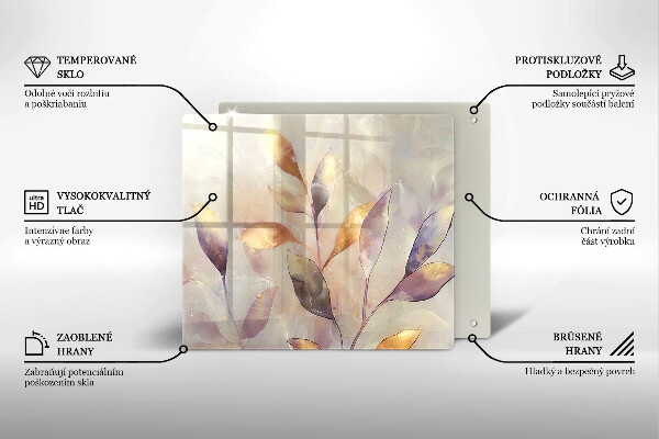 Glass worktop saver Painted boho leaves