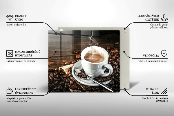 Glass worktop saver Cup and coffee beans