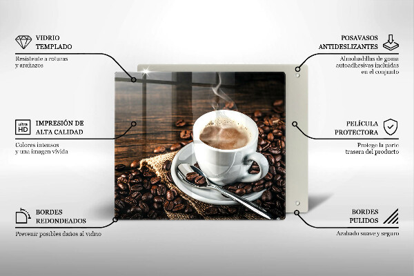 Glass worktop saver Cup and coffee beans