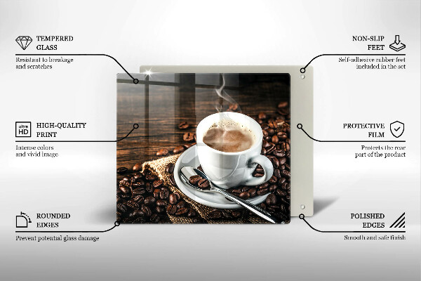 Glass worktop saver Cup and coffee beans