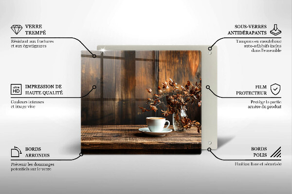 Chopping board Coffee cup and wood