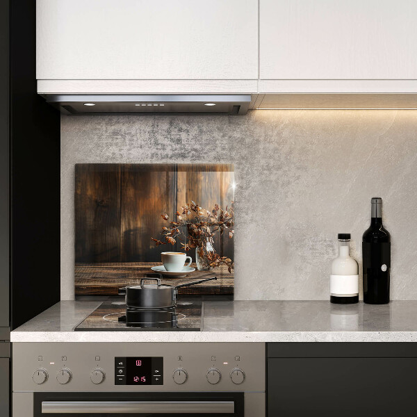 Chopping board Coffee cup and wood