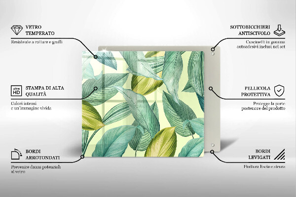 Chopping board Green tropical leaves