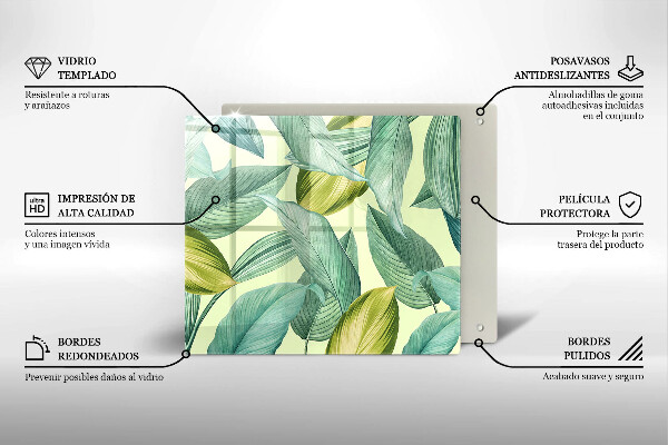 Chopping board Green tropical leaves