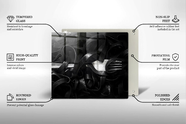 Kitchen worktop protector Black tagliatelle pasta