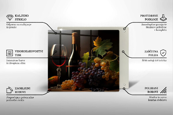 Kitchen worktop protector A glass of wine and grapes