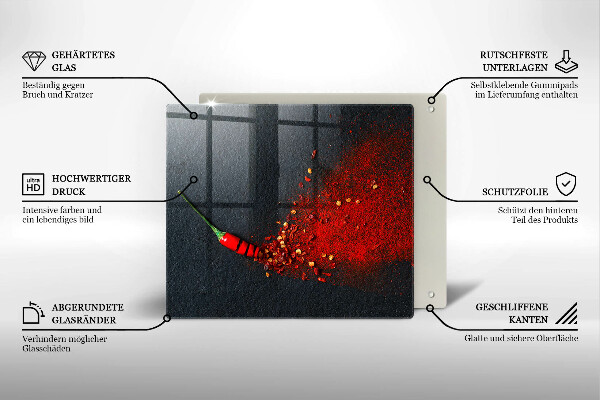 Glass worktop saver Chilli pepper