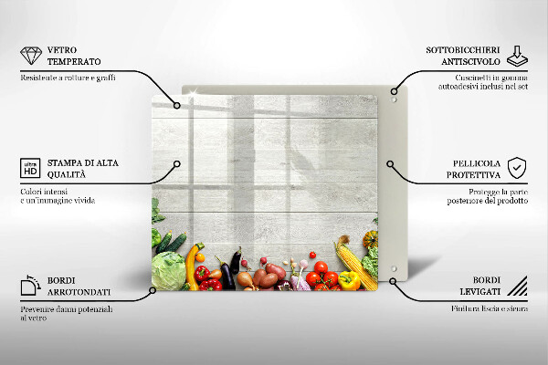 Glass worktop saver Vegetables on the boards