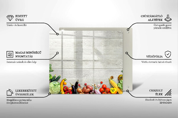 Glass worktop saver Vegetables on the boards