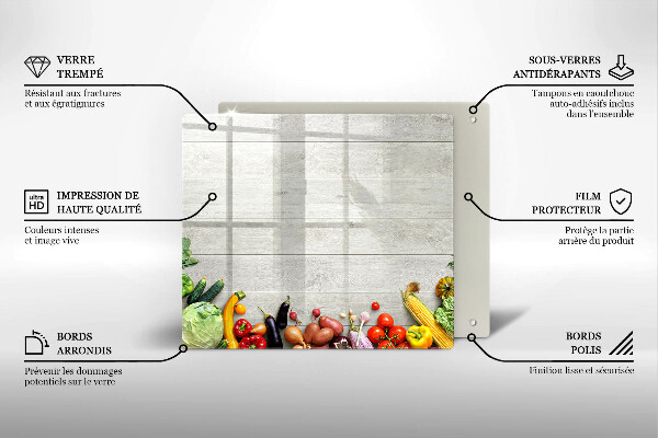 Glass worktop saver Vegetables on the boards