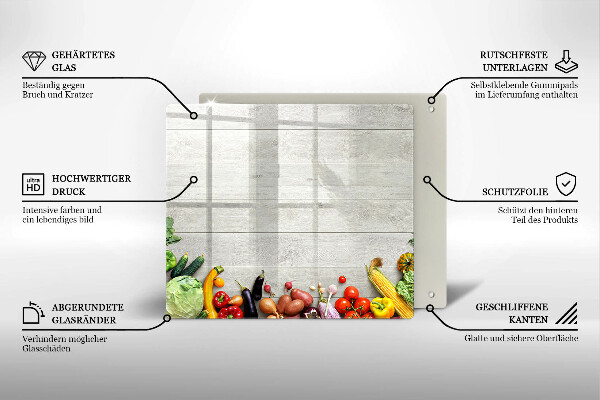 Glass worktop saver Vegetables on the boards