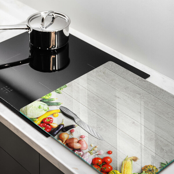 Glass worktop saver Vegetables on the boards