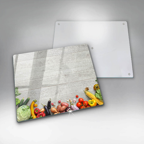 Glass worktop saver Vegetables on the boards