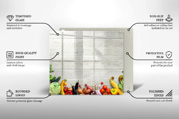 Glass worktop saver Vegetables on the boards