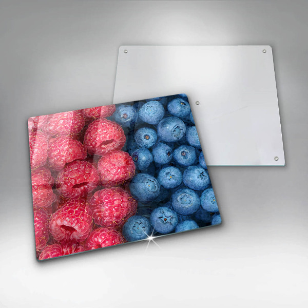 Chopping board Fruit of raspberry and blueberries