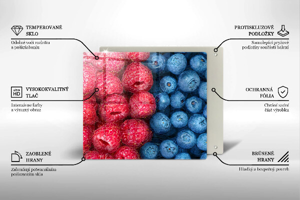 Chopping board Fruit of raspberry and blueberries