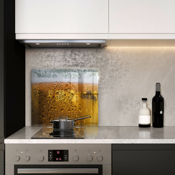 Chopping board Wet glass of beer