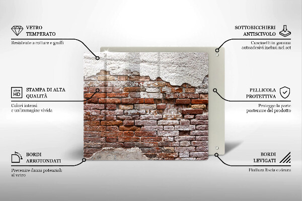 Kitchen worktop protector Old wall of brick and concrete