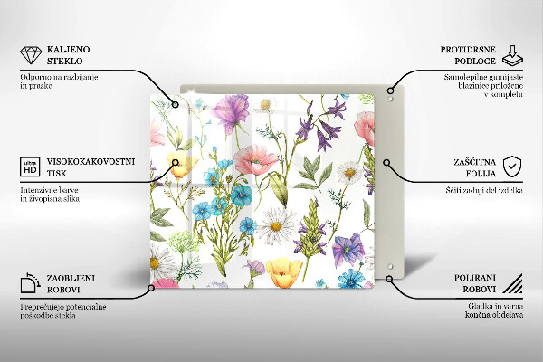 Chopping board glass Flowers illustration