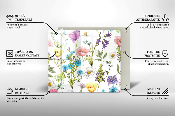 Chopping board glass Flowers illustration