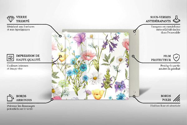 Chopping board glass Flowers illustration