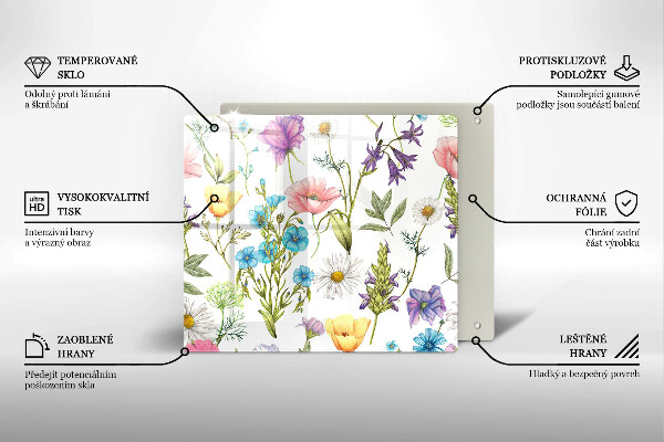 Chopping board glass Flowers illustration