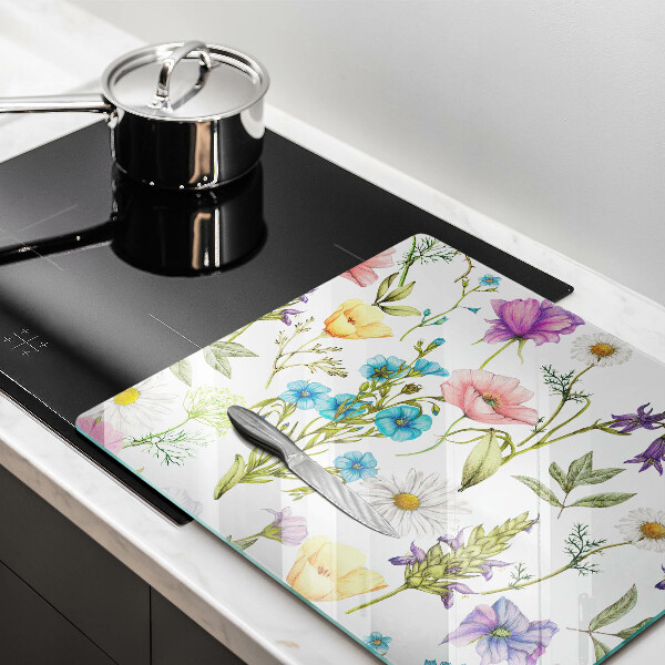 Chopping board glass Flowers illustration