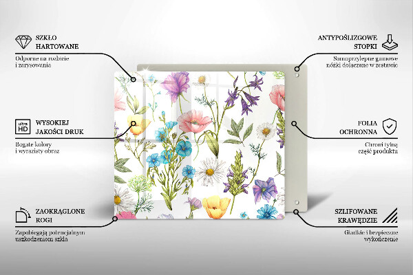 Chopping board glass Flowers illustration