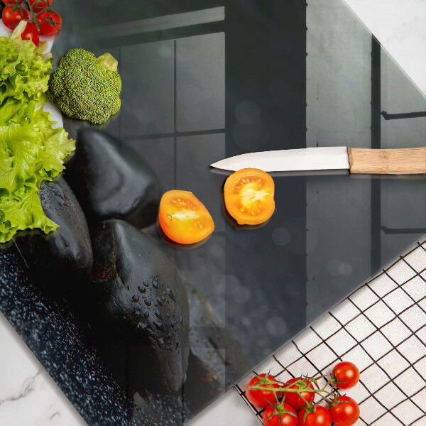 Chopping board glass White flower stones Zen